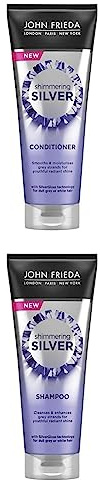 John Frieda Shimmering Silver Shampoo & Condtioner: for Dull Grey, White Hair or Silver Hair with SilverGloss Technology, 2x250ml