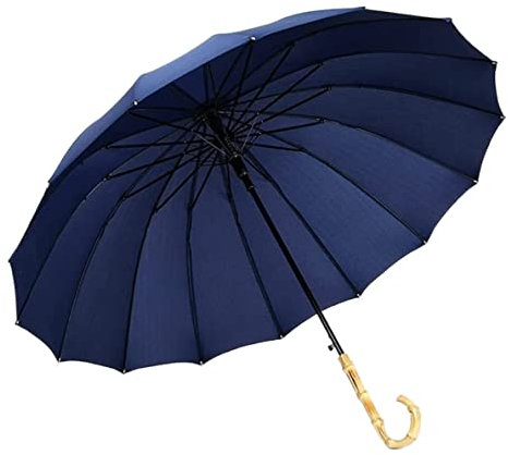 Regenschirme Sturmfest Schirm Golf-Regenschirm, Winddicht, Sonne, Reise, Bambusgriff, Regenschirm, Einfach Und Stilvoll, Große Regenschirme Für Männer Und Frauen Regenschirm ( Color : Dark blue , Size
