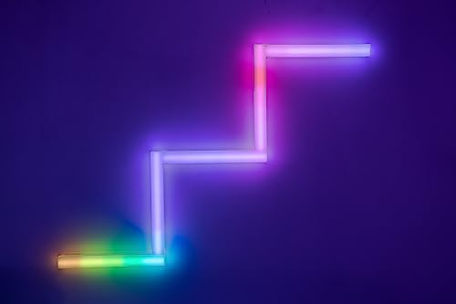 BOLD Smart Lines LED Wandleuchte Starter-Set - 5x RGB Panel mit | WLAN Wandpaneele mit Musikmodul, 16 Mio. Farben und Timerfunktion. Inklusive Magnetplatten und Klebestreifen zur Montage.