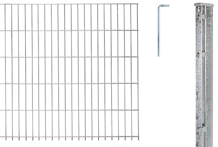 Alberts 644239 Doppelstabmattenzaun als 12 tlg. Zaun-Komplettset | verschiedene Längen und Höhen | feuerverzinkt | Höhe 143 cm | Länge 10 m