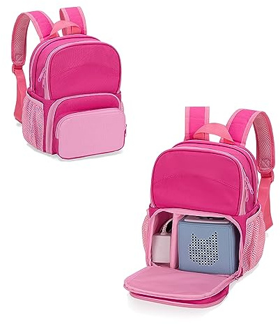 LoDrid Backpack Compatible with Toniebox 2/1 with Multiple Pockets, Pink | Carrying Case for Headphones, Charger and Accessories, Storage Bag for Audio Player Starter Set, Patented Design