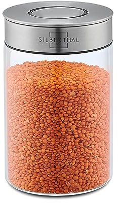 SILBERTHAL Vorratsdosen Glas mit Deckel 1000 ml - Vorratsgläser mottensicher für luftdichte & auslaufsichere Aufbewahrung in der Küche