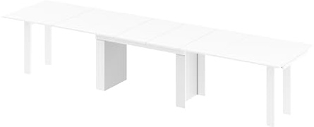 designimpex Design Esstisch Tisch HMA-111 XXL ausziehbar 170 bis 410 cm Esszimmer, Farbe:Weiß Hochglanz