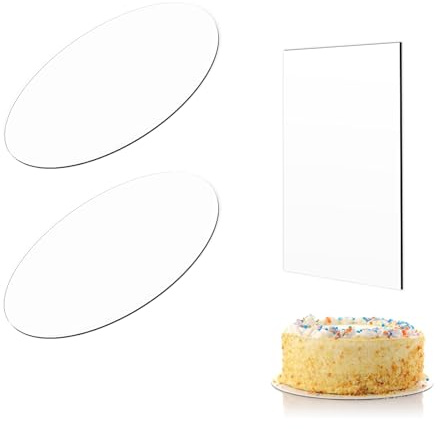 Zimoer 2 Tortenplatten Rund 16cm, Acryl Unterlage, Transparent Cake Board