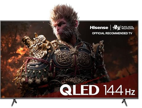 Hisense TV 55 QLED 4K 144Hz 55E77NQ PRO, Smart TV VIDAA U7, Dolby Vision IQ, HDR 10+ Adaptive, 144hz Game Mode PRO, Dolby Atmos 2.1, Alexa Built-in, Tuner DVB-T2/S2 HEVC 10, lativù 4K, 55'', 2024