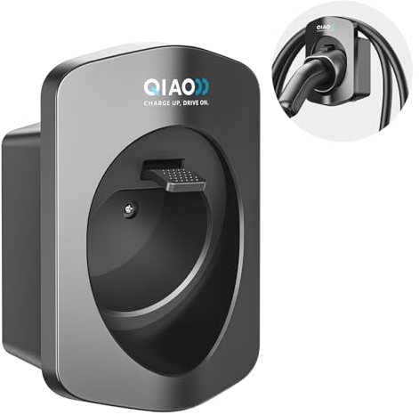 QIAO)) Type 2 EV Charger Holder, Wall Mount EV Charging Cable Organiser for Electric Car with Type 2 IEC 62196-2 Plugs, Wall Box Charging Cable Tidy Management for Indoor Outdoor Use