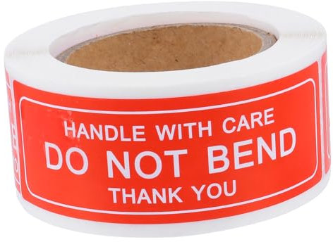 KICHOUSE Fragile Warning Stickers 25x75mm 150pcs Roll Handle Care Shipping Label Adhesive Stickers for Packaging and Transport