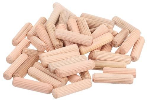 sourcing map 100 Pcs Wooden Dowel Pins, 10 x 40mm (0.39 x 1.57 Inch) Wood Dowels Rods, Fluted Dowel Joints for Grooved Woodworking Furniture Craft