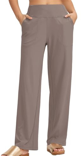Timuspo Pantalon de Yoga Pour Femme - Taille Haute - Jogging - Sport Avec 2 Poches - Jambe Large - Confortable - Loisirs - Large Taille Élastique