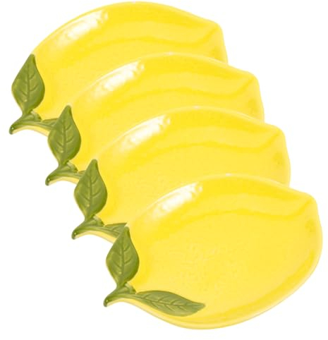 Mikinona 4 Stück Zitronenteller Keramik Zitronenschale Servierschalen Für Salate Suppen Dessert Küchenbehälter