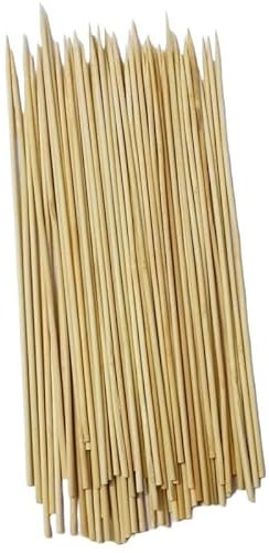 Four Leaf Barbecue Skewers Sticks Natural Bamboo Skewers Wooden Barbecue Sticks for BBQ Roast Kabab Grill Chicken Tikka Fruit Salad (80 Sticks, 8 Inch)