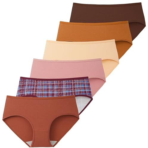 INNERSY kvinnors bomull andningsbara hipster underkläder enkla bekväma trosor paket med 6, poillard stil, XXL