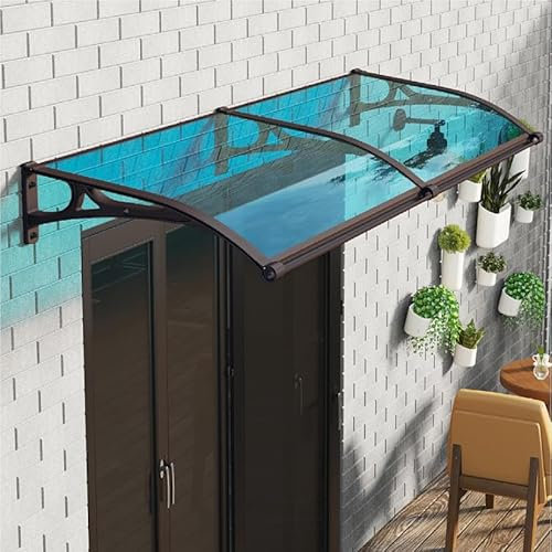 Vordach für Haustür mit Großem Waschbecken aus Aluminiumlegierung,Überdachung Haustürvordach Fenstermarkise,Polycarbonat Rundbogenvordach,für Balkon Traufe Garten, Grün-80x240cm/15.75''x94.49''
