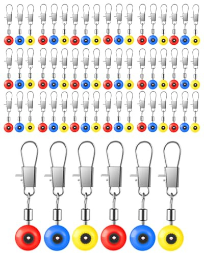 KGDUYC 60 piezas de eslabones giratorios pesca - eslabones giratorios de caña pescar, conector eslabones giratorios pesca, eslabones giratorios pesca con gancho a presión Eslabones giratorios pesca
