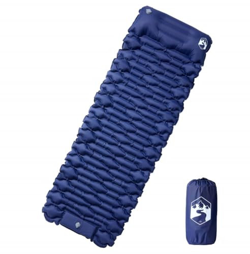 Lauuoeriau Outdoor-Freizeit, Camping & Wandern, Isomatten, selbstaufblasende Campingmatratze mit Kissen, 1 Person, Marineblau