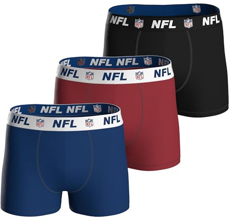 NFL Herren Boxershorts Shield-Logo, 3er Pack | Angenehm auf der Haut, hohe Bewegungsfreiheit, elastischer Logobund, waschbar bei 40°C
