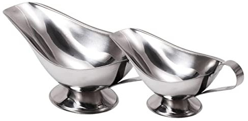 Ciieeo 2pcs Dipping Sauce Cup Stainless Steel Sauce Boat Boats for Restaurant Condiment Handle