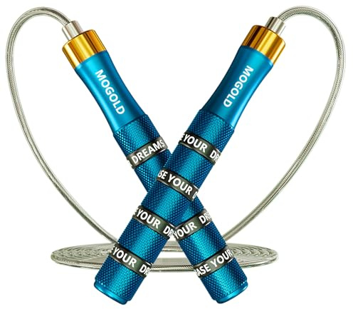 MOGOLD Skipping Rope for Women Men Exercise with Adjustable Length Jumping Rope and Alloy & Silicone Handles Suitable for Workout Boxing Home Gym