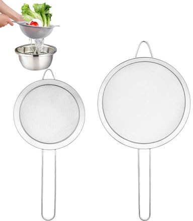 BNREOZA 2 piezas colador de cocina,7/14 cm,colador de acero inoxidable 304,colador de malla fina de acero inoxidable 304,colador doméstico para hornear,harina,separación de proteínas