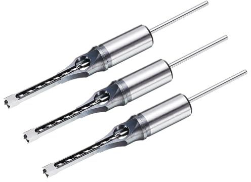 sourcing map 3pcs Square Hole Drill Bit 1/4(6mm) High Carbon Steel Hollow Mortiser Auger for Woodworking Carpentry Mortise Tenon Machine