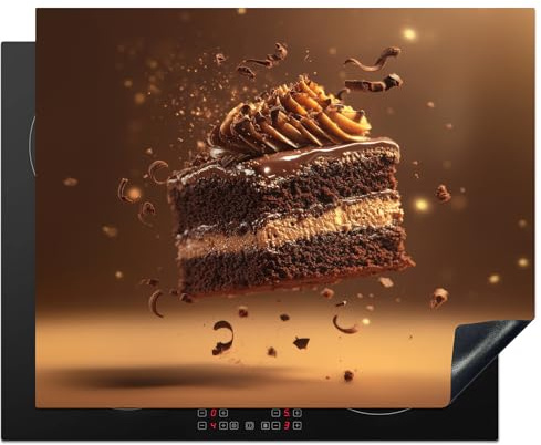 KitchenYeah© Cubre Vitrocerámica - Protector Vitroceramica Induccion 65x52 cm - Tapa Vitroceramica - Protector de Vitroceramica Tarta - Chocolate - Alimentos - Brownie