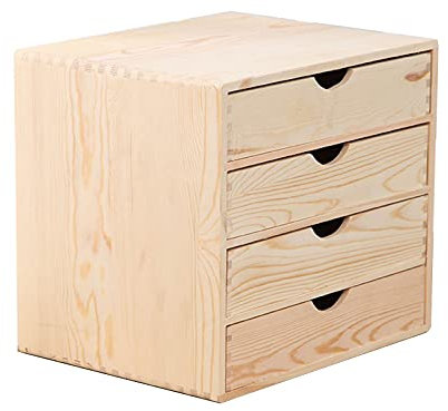 Schreibtisch-Organizer aus Kiefernholz mit Schublade, Aufbewahrungsbox aus Holz für A4-Dokumente, 4-lagiger flacher Aktenschrank, ideales Schulbürobedarf und Schreibtischzubehör für effiziente Nutzung