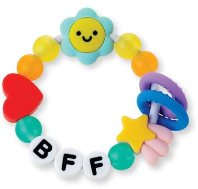 Infantino BFF Friendship Baby Teether – Soft Silicone Baby Teething Toy with Textures, Bright Colors, and Easy-Grip Design