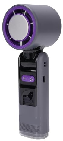 Asixxsix Tragbarer Handventilator, stufenlos einstellbarer Turboventilator mit 100 Geschwindigkeiten und Eiskühlung, LED-Licht und Digitalanzeige, faltbarer tragbarer Handventilator (GRAY)