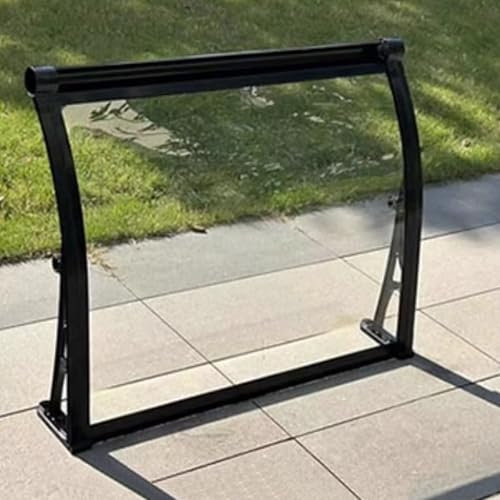 NEDLON Marquise De Porte D’Entrée Moderne avec Gouttière, Auvent De Porte D'Entrée en Polycarbonate avec Support en Alliage D'aluminium, pour Garage, Balcon, FenêTre, Maison(W80xL120cm/31.5x47.2in)