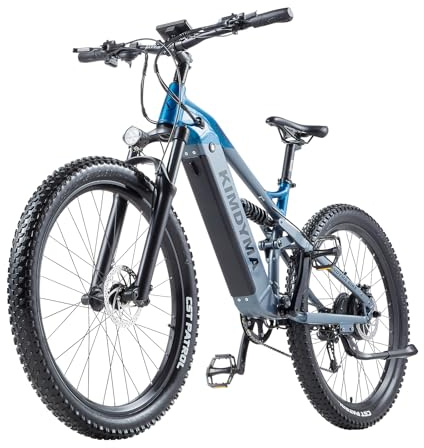 BURCHDA E Bike elektrofahrräder Herren Damen, Ebike 48V 20Ah(960Wh) Akku bis 140km, 27.5x2.8 Zoll Electric Bike 9-Gang Getriebe mit LCD-Display,Vollfederung E Fahrrad 250W Motor 80 N.m, KO1 (Blau)