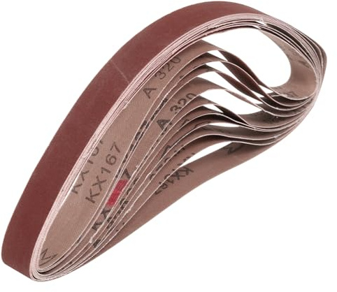 QUARKZMAN 38mm x 762mm Nastri Abrasivi, 10Pz 320 Grana Carta Vetrata per Levigatrice Ossido di Allumina Per Lavorazione Legno, Lucidatura Metalli, Affilatura Coltelli
