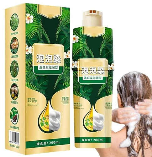 Tinte Capilar en Espuma - Tinte Capilar en Espuma de 200 ml | Color Natural Lavable Acondicionador Gris Oscuro Hombre Mujer