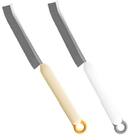 Yatrosynth 2 PCS Spazzola Pulizia Fessure, Spazzolino Multifunzionale con Setole Rigide, per la Pulizia, Cucina, Doccia E Pavimenti in Piastrelle, Scanalature di Porte e Finestre(1 Beige + 1 Bianco)