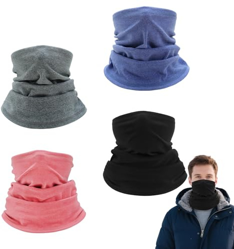 Winter Loop Schal 4 Stück – Fleece Schlauchschal für Herren & Damen, Atmungsaktives Winddichtes Halstuch Skifahren, Multifunktionaler Schlauchschal Fleece für Outdoor, Motorrad & Radfahren, 4 Colors