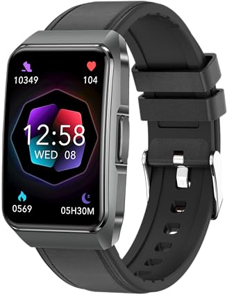 Knauermann Neo 2 Band ECG Montre de santé avec Mesure de la Pression artérielle, SpO2, pouls, Analyse du Sommeil, Fonction téléphone et Appel d'urgence, Bracelet en Cuir de Vachette Noir