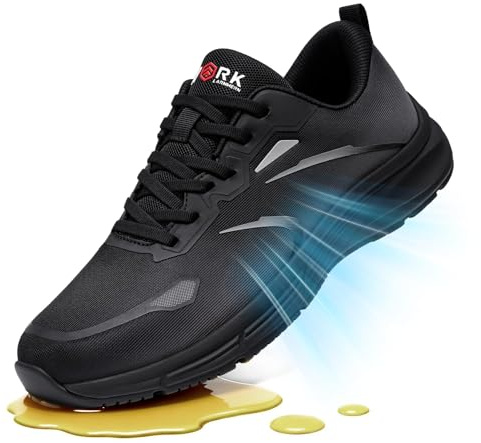 LARNMERN Zapatos de Cocina Antideslizante Hombre Zapatos de Trabajo Transpirable Zapatillas Calzado Cocina Chef Hostelería Ocio,Negro 41.5 EU