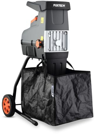 FUXTEC Broyeur de végétaux électrique FX-EGH2800T – 2800W – Système à rouleaux silencieux 92 dB – Branches Ø 44 mm – Sac toile 60 L – Marche arrière – Protection surcharge IPX4