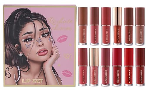 Coffret de Rouge à Lèvres,12 Pièces Kit de Maquillage pour Lèvres Longue Tenue | Set De Maquillage Labial Mat Et Brillant - Pour Voyage D'Affaires Scène Rendez-Vous Rassemblement Vacances