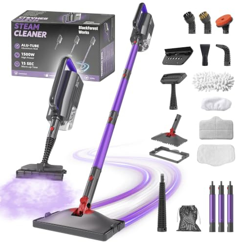 BlackForest Works 2-in-1 Dampfreiniger,1500W Handgerät,15s Aufheizung,Weiß