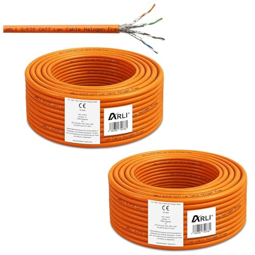 ARLI CAT 7 Verlegekabel 200 m Netzwerkkabel CAT.7 2 x 100 m LAN Halogenfrei Installationskabel SFTP S/FTP CAT7 PIMF Kabel Netzwerk Verkabelung Datenkabel AWG23/1 Gigabit Kupfer Ethernet 200m 2x 100m