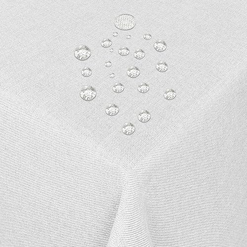 Tischdecke Stoff Damast Leinen-Optik Jacquard mit Fleckschutz eckig 130x250 cm Weiss
