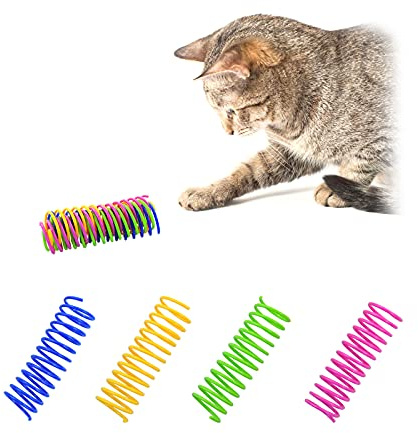 Andiker Katzenspielzeug für Hauskatzen interaktives Katzen Federspielzeug 3,34-Zoll 4 Farben, 12 Stück Schlaufensätzen Leicht, langlebig, hochelastisch Spiralfedern für Katzen (12pcs)