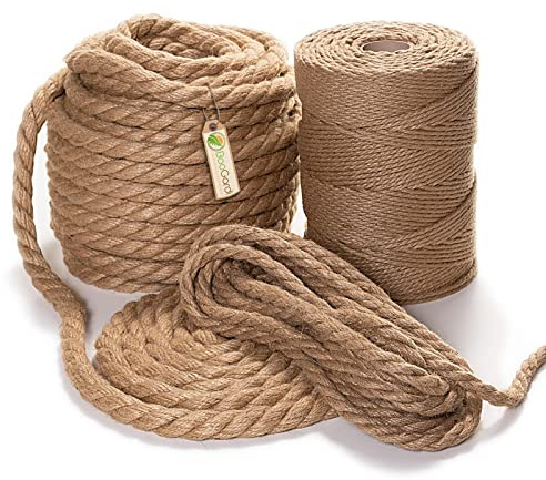 BOOGARDI Jute Kordel dick & dünn · Juteseil in Ø 6-32mm · Hanfseil Juteband für Garten, DIY, Deko · Sisalseil, Kordelband, Tau, Strick, Lasso Cowboy · Juteschnur Ø 30 mm x 50 m