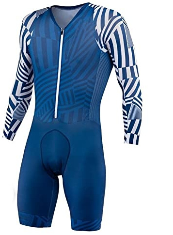 Abito ciclistico da Uomo Abito Sportivo a Maniche Lunghe a Triathlon Estate Traspirante e ad Asciugatura Rapida, Zip Completo Gel 9D Tuta (Color : 03, Size : XXXX-Large)