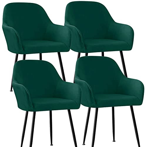 XGANGM Stretch Stuhlbezug 2/4/6er Set Stuhlhussen Samt mit Armlehne Bürostuhl Bezug Rückenlehne Stuhlschonbezug Sessel Esszimmerstuhlhussen Armlehnstuhlabdeckung Stuhlbezüge,Dark Green,4pcs