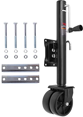 Trailer Jack with 6 Dual Wheels, 2000 lbs Swivel Side-Mount Jack for Boat Trailers, Utility Trailers and Campers, 12 Inch Lift Height Range 26-38, Mounting Hardware Included