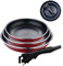 BERGNER Red Edition | Set de 3 Poêles de Cuisine de 18, 20 et 24 cm + 1 Manche Ergonomique et Amovible | Aluminium Pressé et Antiadhésif | Pour tous Types de Cuisinières et de Four