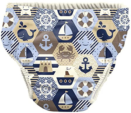Pss! - Pannolino per Bambini per l'Acqua - Modello Sailor Boy - Per Bambini da 3 a 8 kg - Taglia L - Unisex - Design Multicolore -Assorbente e Riutilizzabile -Impermeabile e Confortevole - 1 Pièce