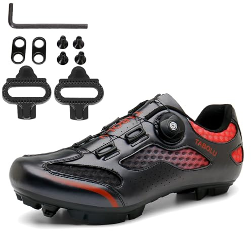 PENXZT MTB Schuhe Herren Damen Fahrradschuhe Mountainbike Schuhe kompatibel mit SPD 2 Schrauben mit Cleats Unisex Radsportschuhe Draussen