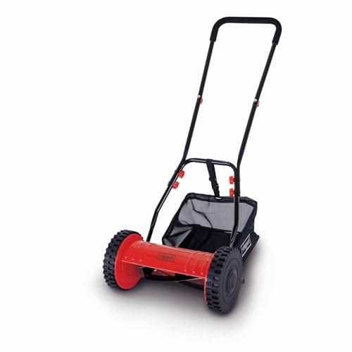 Scheppach Spindelmäher SPM300 Handrasenmäher mit 30cm Schnittbreite | Rasenmäher für Flächen bis zu 150qm² | Schnitthöhenverstellung 15 – 35 mm | Fangbox Volumen 15,2 L | emissionsfrei & geräuscharm